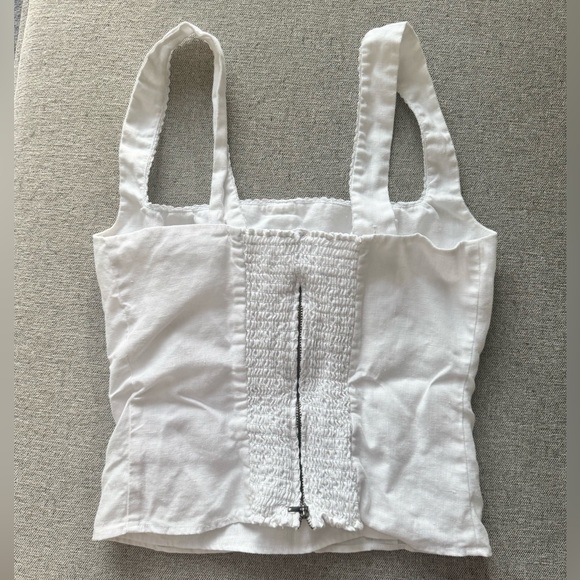 Reformation White Linen Corset Tank Top - Picture 6 of 8